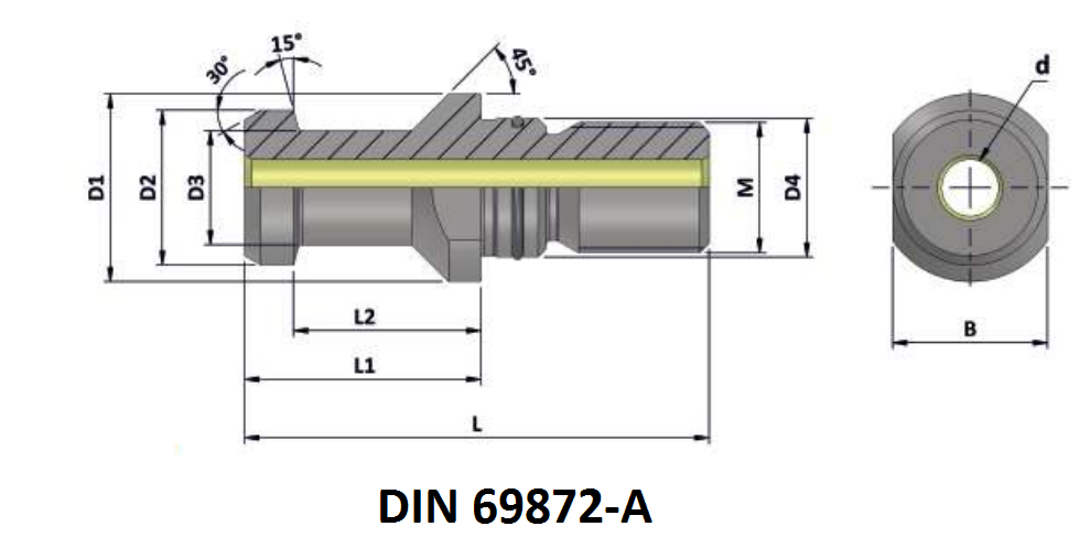 BT40 15° PULL STUD WITH HOLE (DIN 69872-A) (With O RING)